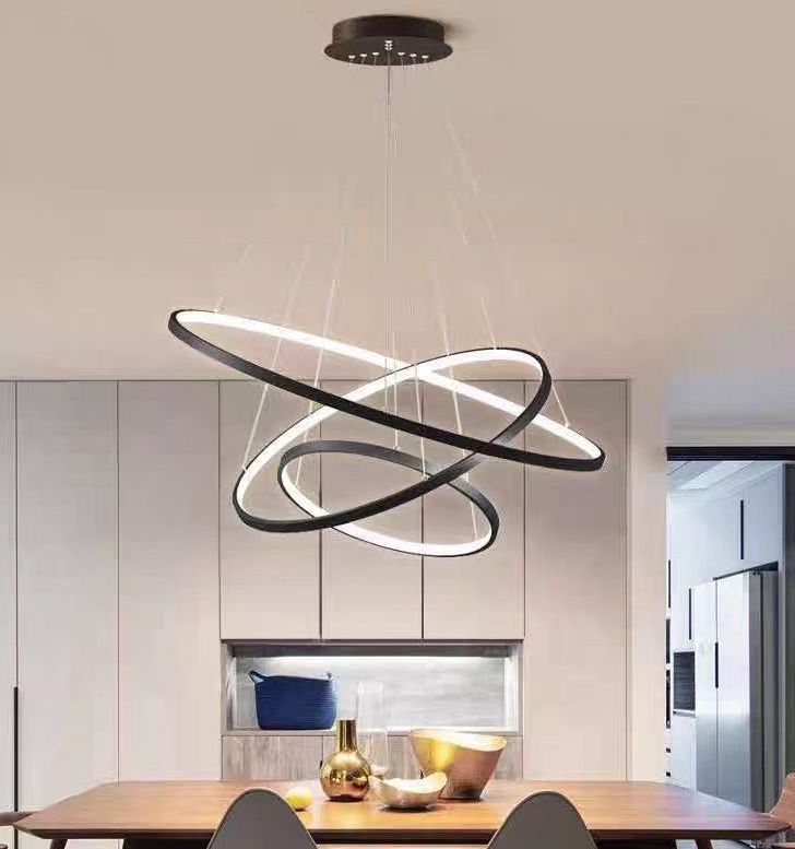 Aluminum acrylic  home vintage lighting indoor modern bedroom living room  led circle pendant light 3 ring led chandelier