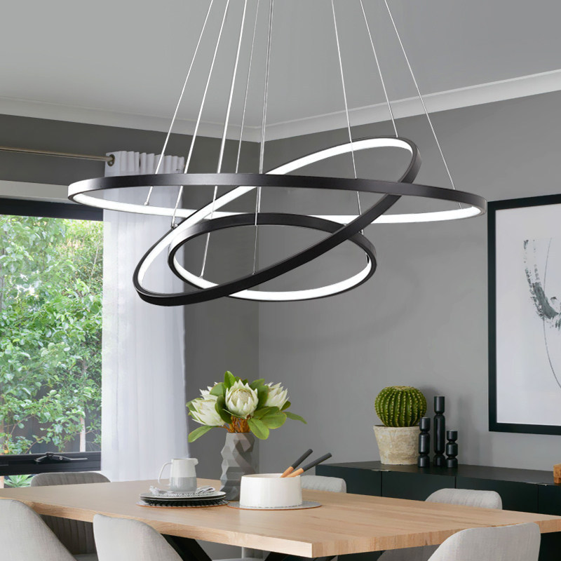 Aluminum acrylic  home vintage lighting indoor modern bedroom living room  led circle pendant light 3 ring led chandelier