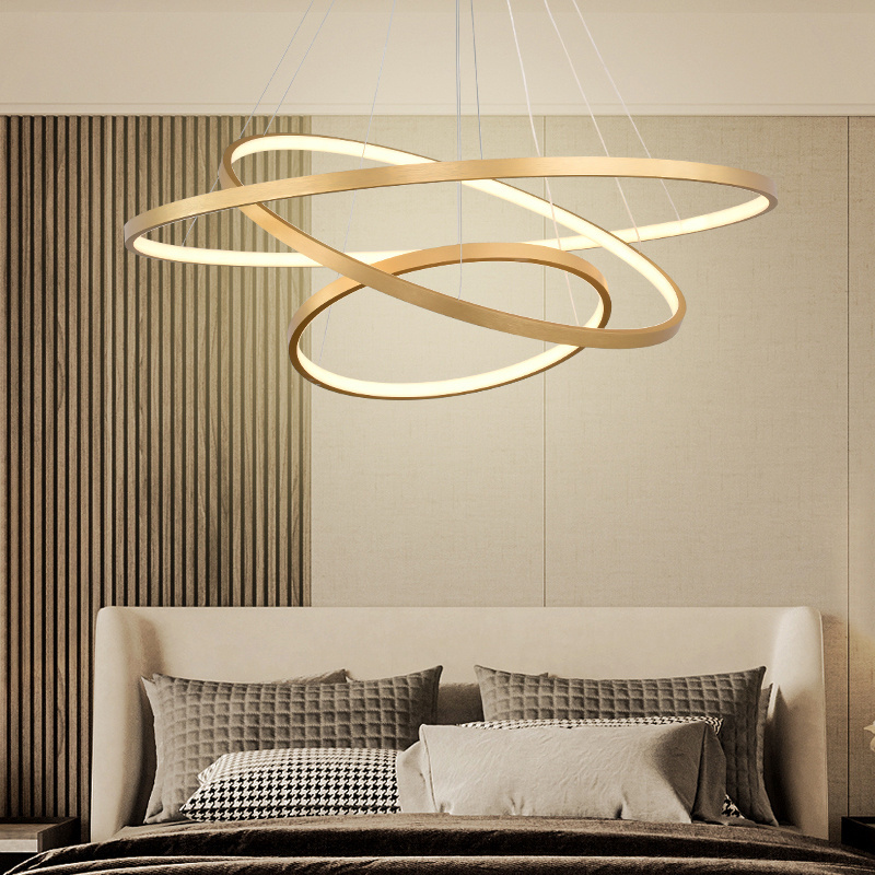 Aluminum acrylic  home vintage lighting indoor modern bedroom living room  led circle pendant light 3 ring led chandelier