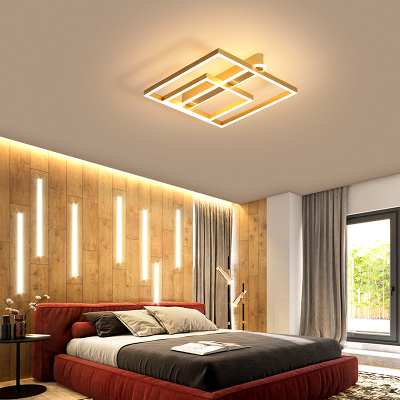 Universal geometric nordic chandelier led luxury for room ceiling light gold square acrylic led ceiling light modern