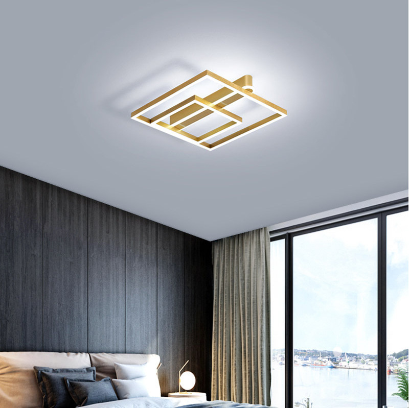 Universal geometric nordic chandelier led luxury for room ceiling light gold square acrylic led ceiling light modern