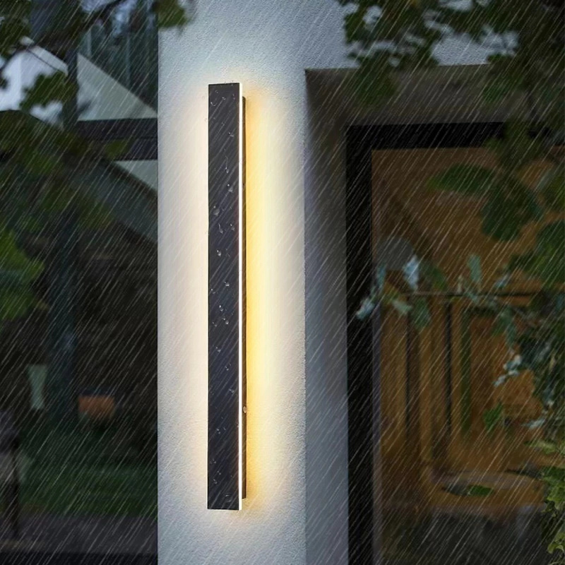 Aluminum balcony mounted yard black ip65 waterproof  wall lamp decorate modern design garden corner led long wall light outdoor