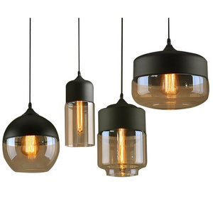 Ceiling plate drop bedside industrial pendant light cord glass amber vintage pendant light chandelier for dining room