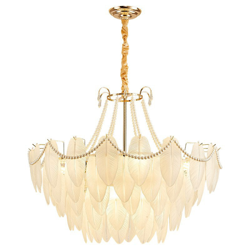 Crystal glass chandelier modern pendant light pendant light feather chandelier for bedroom living room lights chandelier