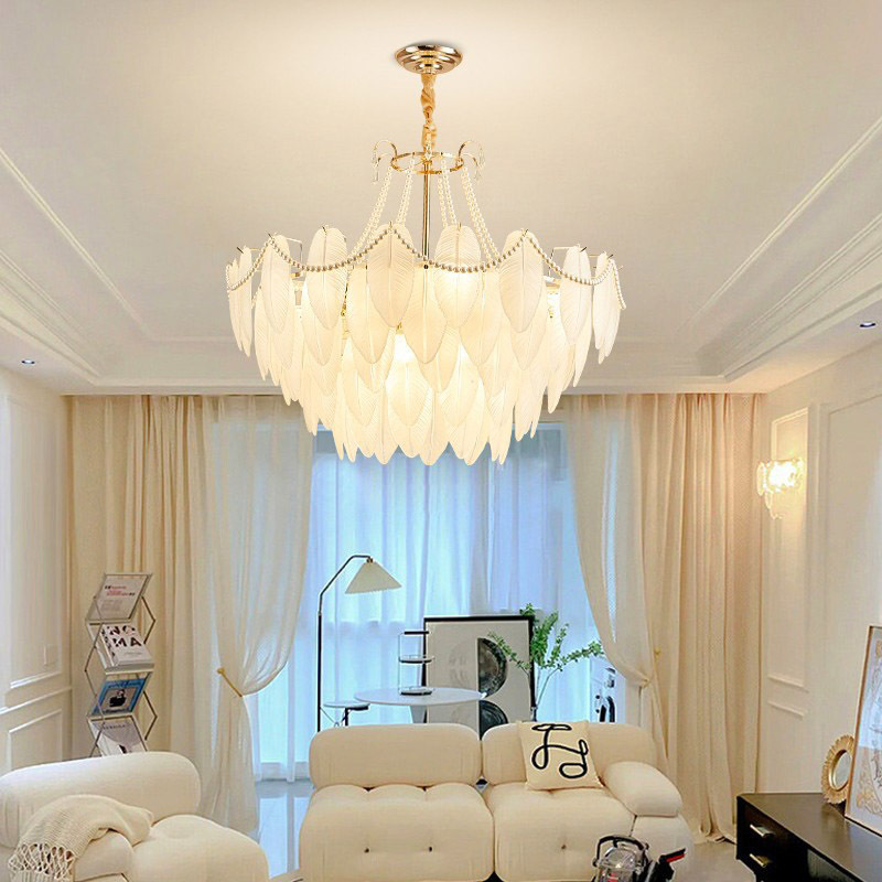 Crystal glass chandelier modern pendant light pendant light feather chandelier for bedroom living room lights chandelier