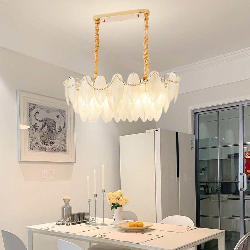 Crystal glass chandelier modern pendant light pendant light feather chandelier for bedroom living room lights chandelier