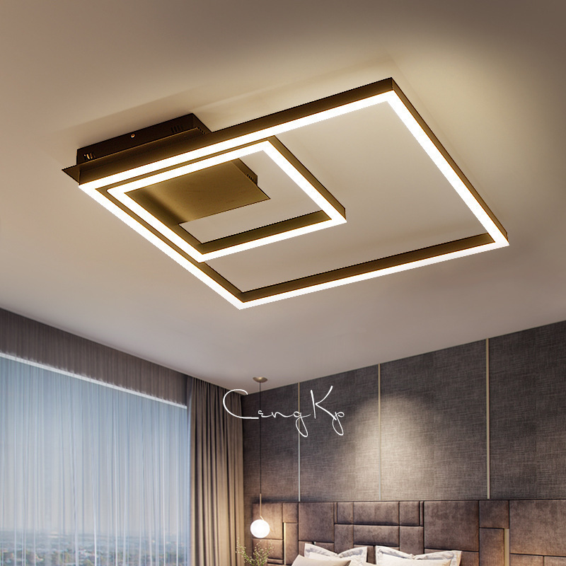 Brown Ceiling lamp modern led light fixtures square  living  room bedroom mounted ceiling light