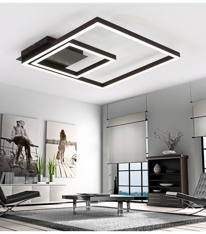 Brown Ceiling lamp modern led light fixtures square  living  room bedroom mounted ceiling light