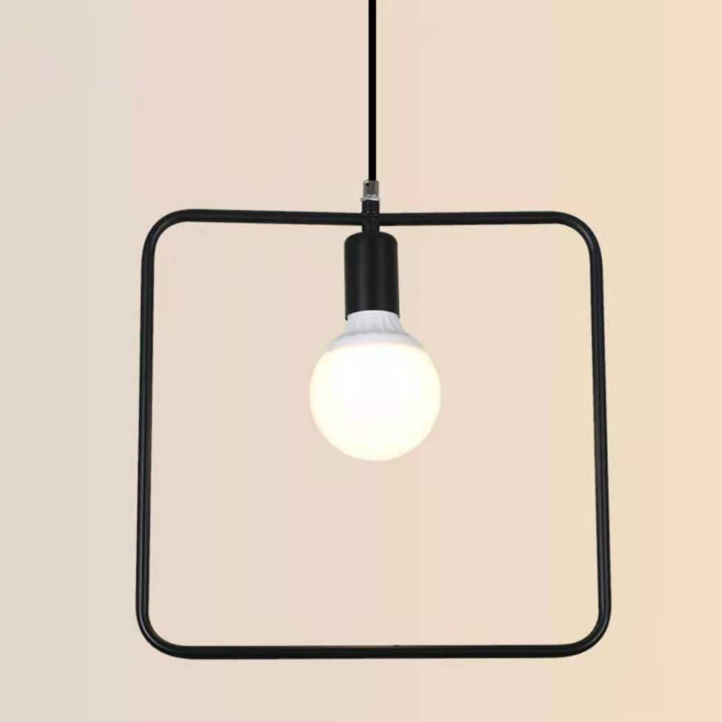 New Arrival Retro Iron Geometric Chandelier Bulb Light Vintage Restaurant Bar Living Room E27 Single Head Pendant Light