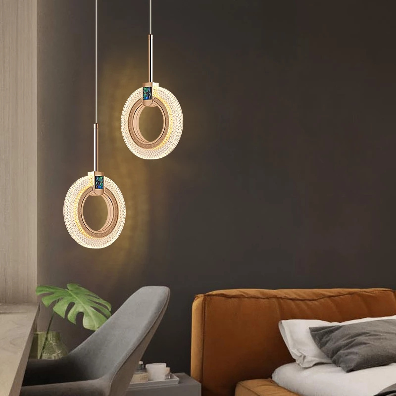 Bedside chandelier selling chandelier luxury art deco new design led ring lamp led circle pendant light hanging lights bedroom