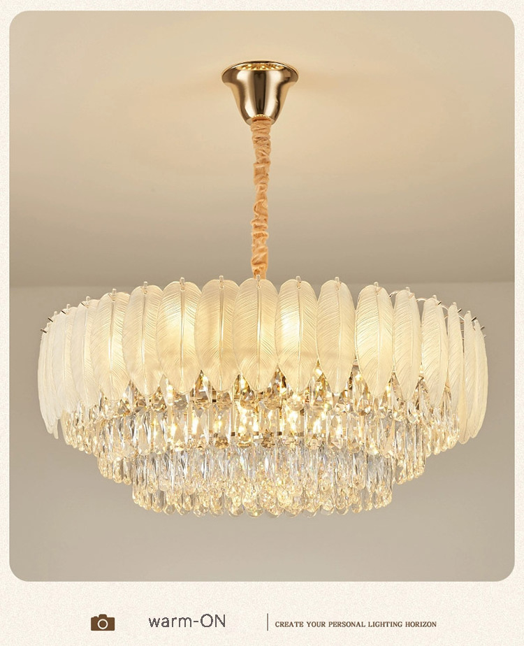 Feather chandeliers & pendant lights indoor LED crystal chandelier modern luxury large