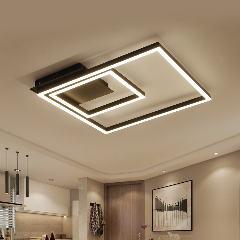 Brown Ceiling lamp modern led light fixtures square  living  room bedroom mounted ceiling light