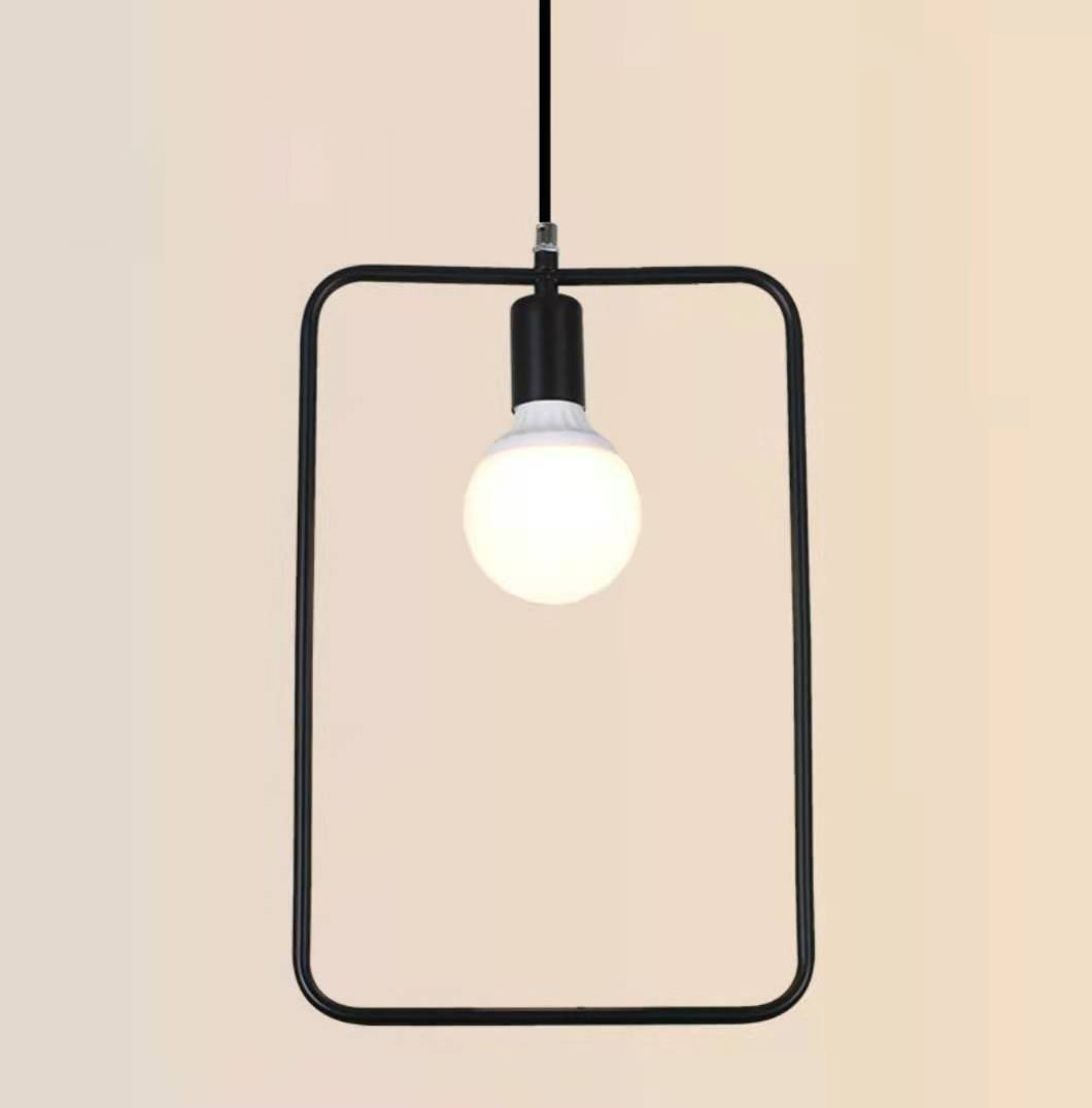 New Arrival Retro Iron Geometric Chandelier Bulb Light Vintage Restaurant Bar Living Room E27 Single Head Pendant Light