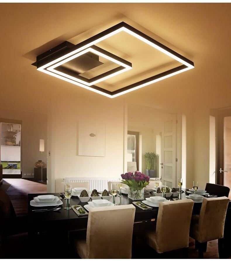 Brown Ceiling lamp modern led light fixtures square  living  room bedroom mounted ceiling light