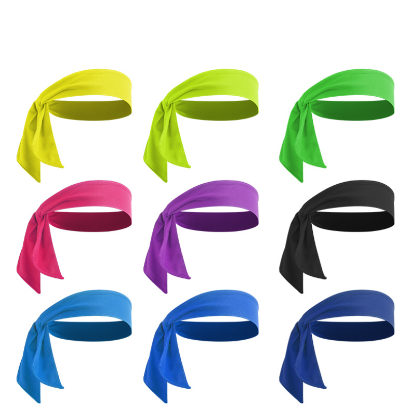 Custom logo wholesale sports head tie headband Dry Fit work out sweatband wrist head wrap tie back headband