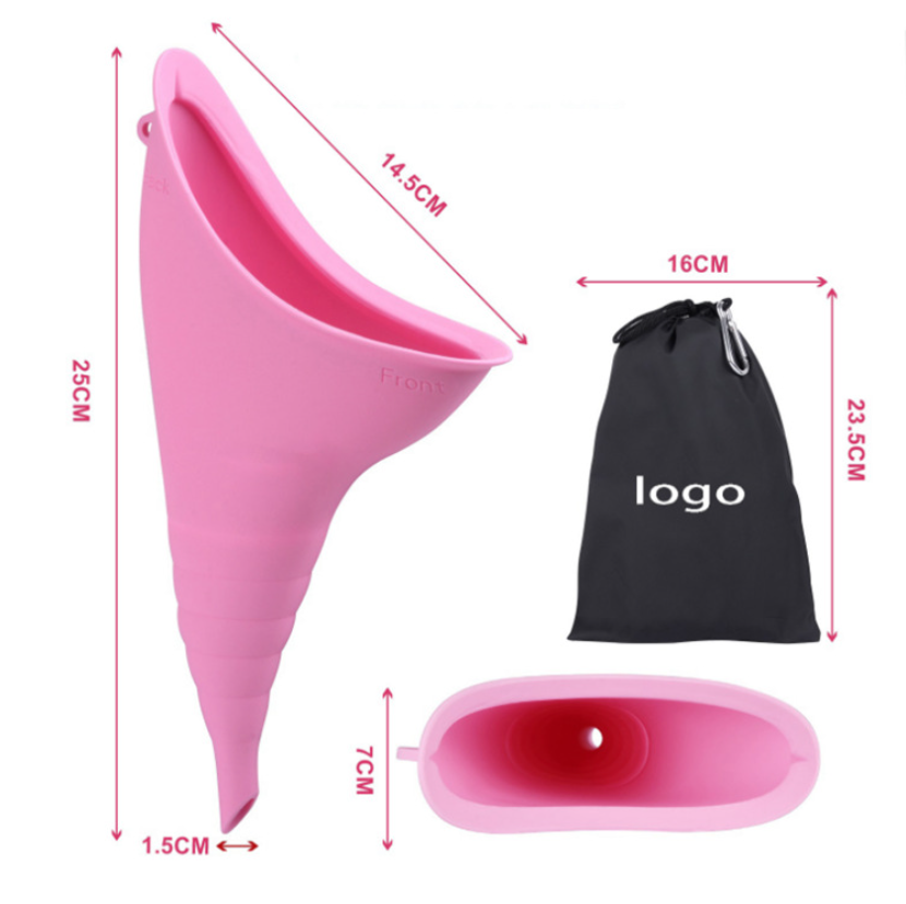 Custom Female Silicone She Pee Funnel Urinal Portable Urine Cup Pee Standing Up Reusable She Wiz for Camping Hiking