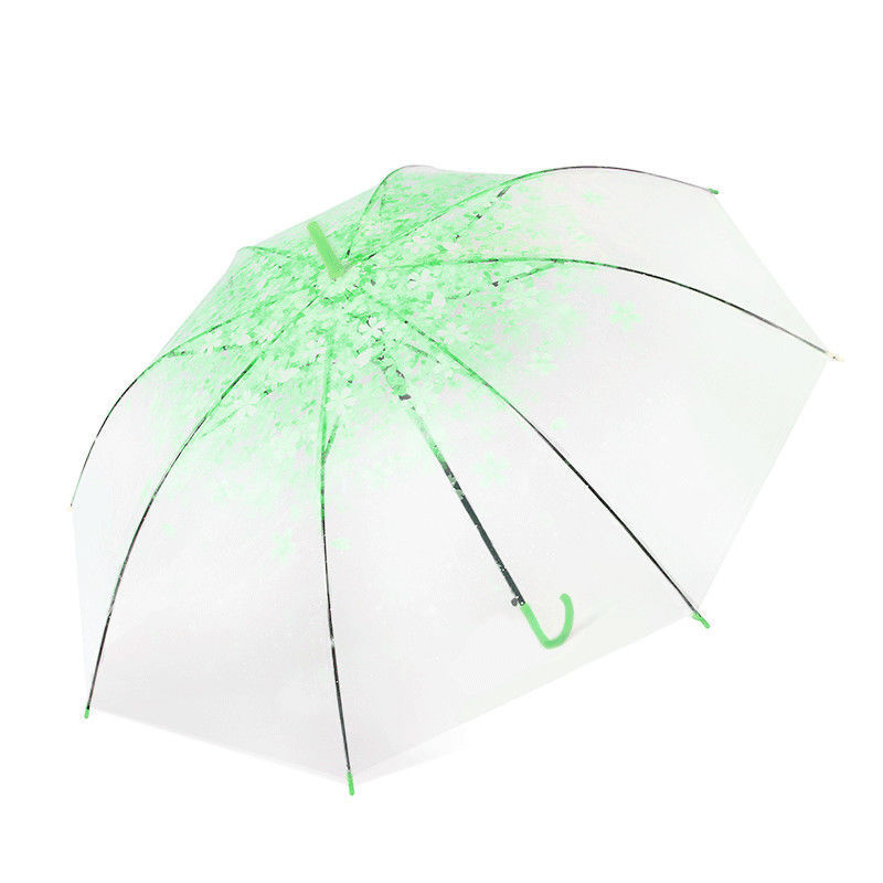 Colorful Flower Clear Bubble Umbrella for Kids Girls Auto Open Cherry Blossom Stick Rain Umbrella