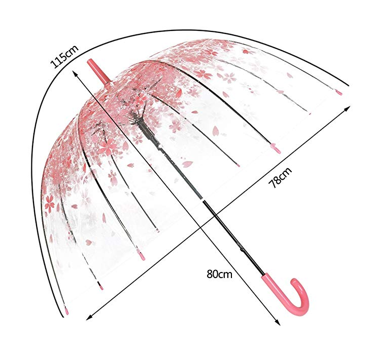 Transparent Clear Bubble Dome Umbrella for Wind and Heavy Rain 33'' in Diameter