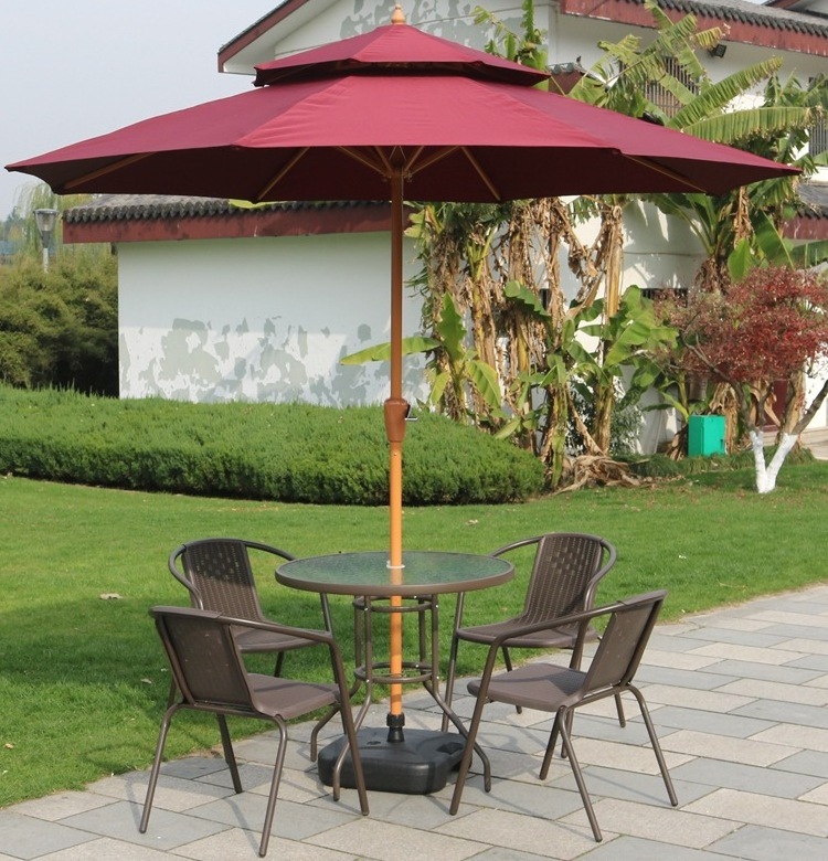 Outdoor Umbrella 45 Degree Push Button Crank Tilt UV Protection Great for Garden Pool Side Beach