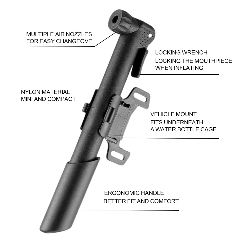 Bike Accessories Mini Portable Inflator MTB Road Bike Hand Air Pump Bicycle Pump Manual American French Mouth Tire Pump