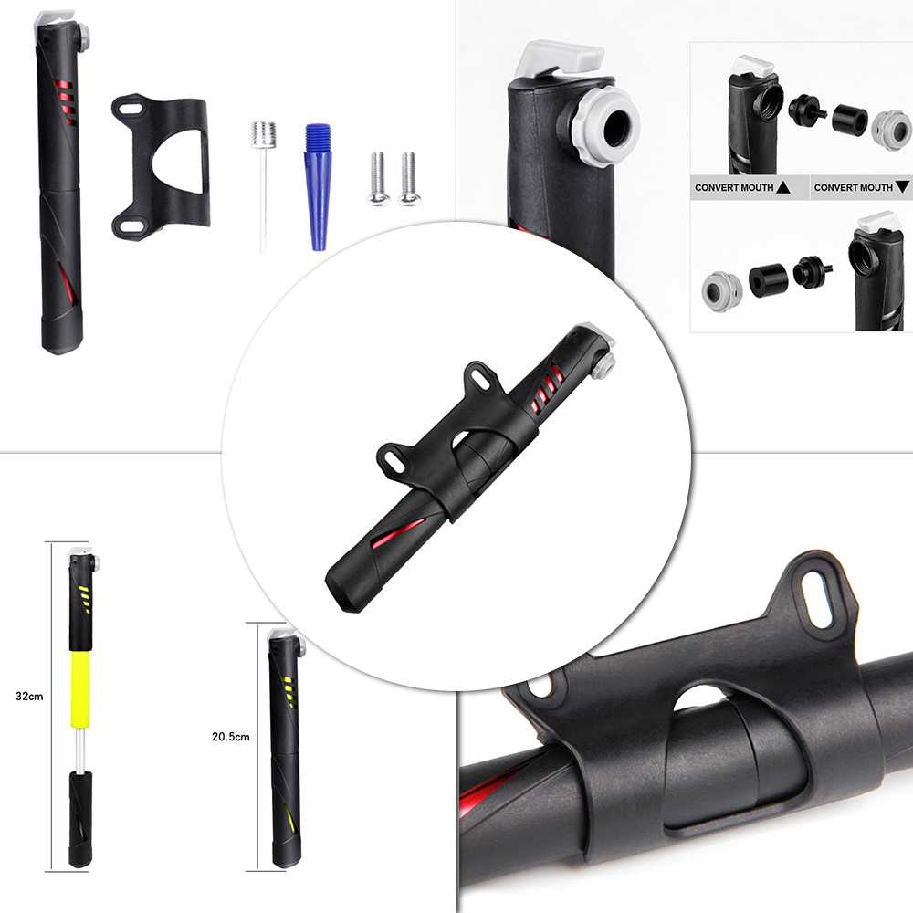 Bike Pump Pressure Gauge Portable Tube Bicycle Pump Cycling Tire Air Inflator Mini Bicycle Hand Pump