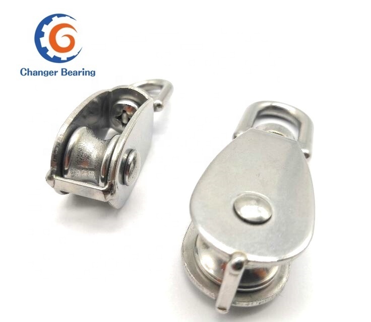 Stainless steel single or double wheel wire rope swivel pulley