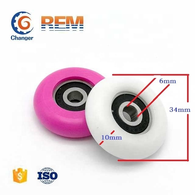 High quality outdoor boat rowing seat wheel 6X34X10mm with stainless steel bearing S626 bore 6mm white/black/pink color in stock