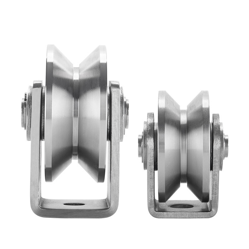 201/304 Stainless Steel Track Wheel Rigid Caster Sliding Gate Roller Wheel U Groove Wheel for Swing Sliding Gate