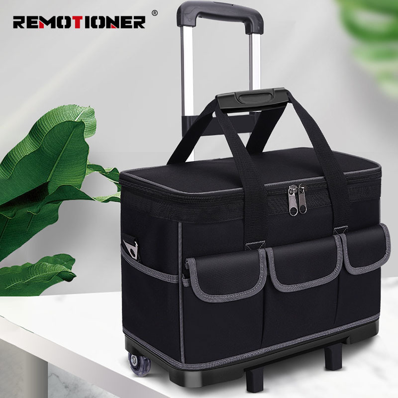 Wholesale Multifunctional Oxford Canvas Large Hardware Garden Electrical Trolley Tool Bag with Wheels