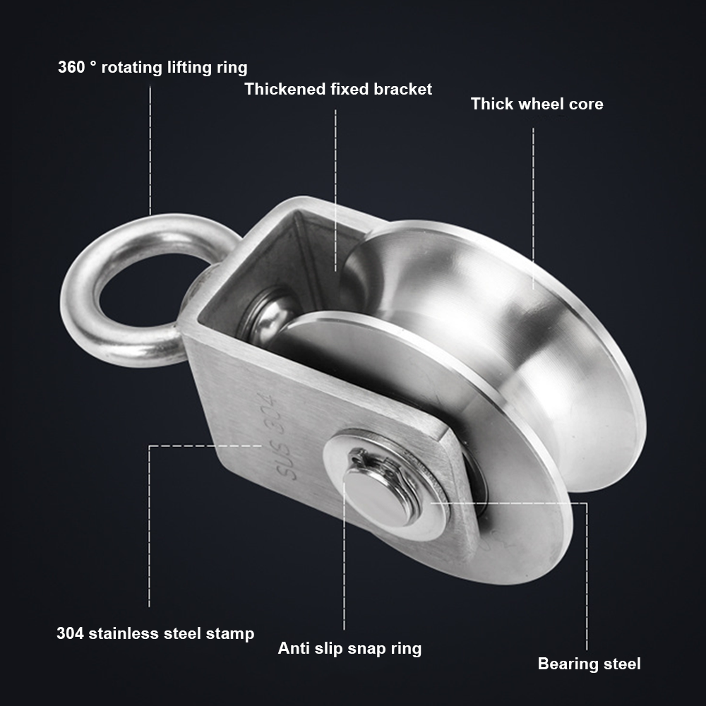 U/V/H Groove Lifting Wire Rope Pulley 201/304 Stainless Steel Track Hanging Heavy Duty Traction Wheel