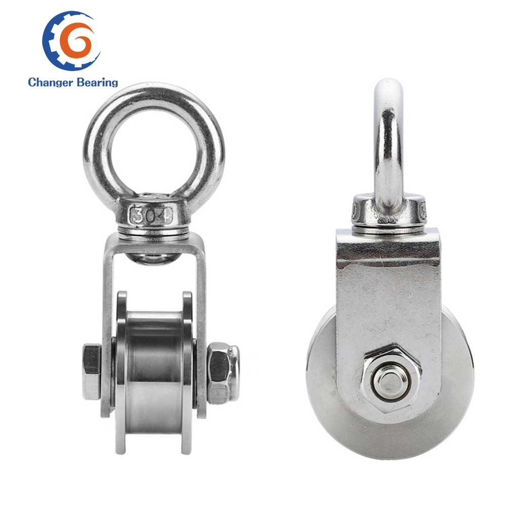 U/V/H Groove Lifting Wire Rope Pulley 201/304 Stainless Steel Track Hanging Heavy Duty Traction Wheel