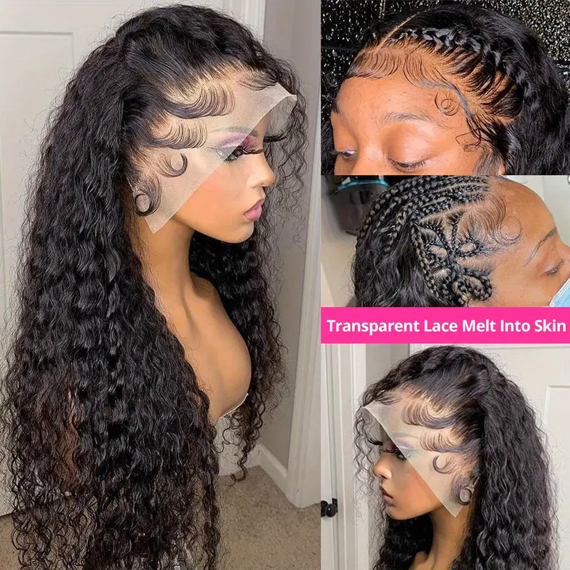 Wholesale 40 Inch Human Hair Full Lace Front Curly Wigs With Baby Hair Pre Plucked Lace Frontal U Part Deep Water Wave Wigs