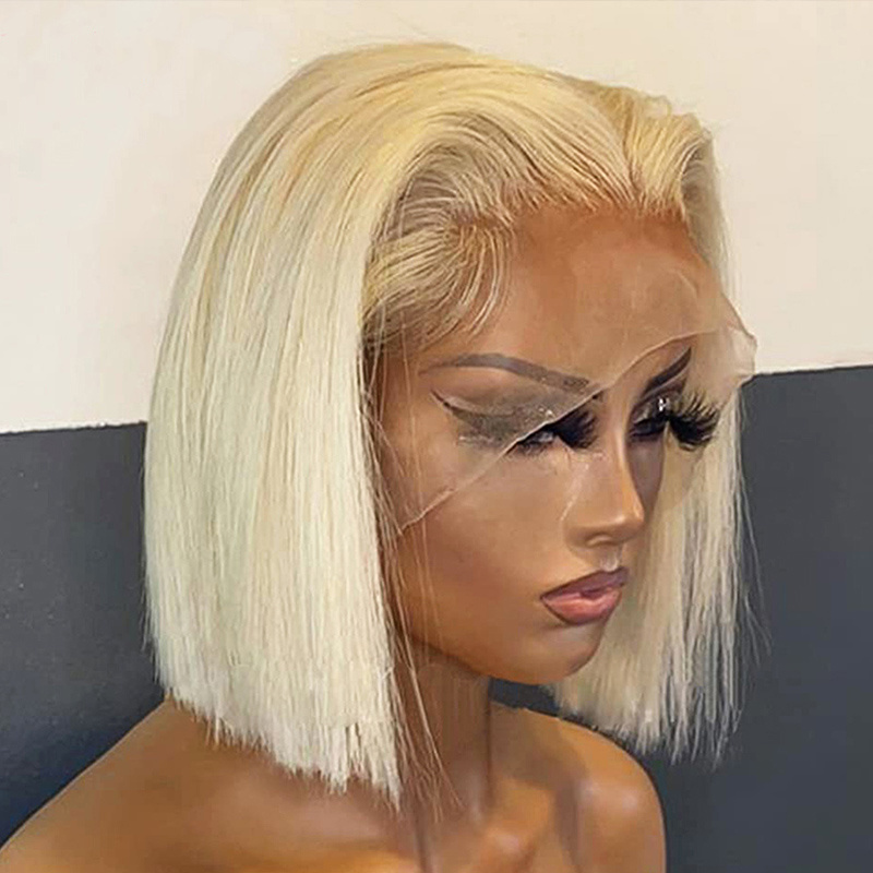 Glueless Full Transparent HD Lace Wigs 613 Blonde Ombre Color Blunt Cut Bob Wigs Brazilian Raw Southeast Asian Vietnamese Hair