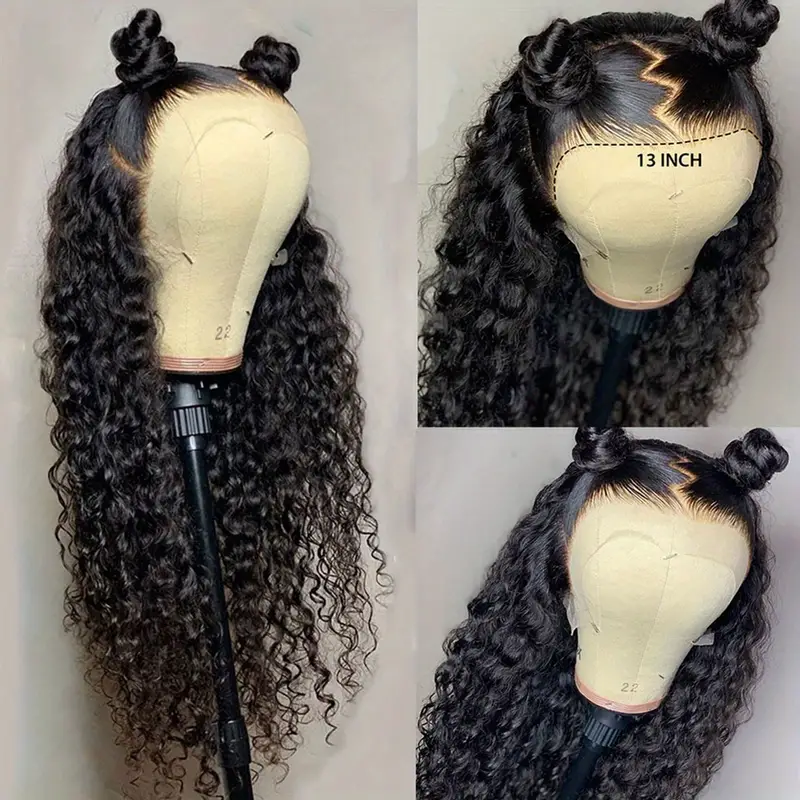 Wholesale 40 Inch Human Hair Full Lace Front Curly Wigs With Baby Hair Pre Plucked Lace Frontal U Part Deep Water Wave Wigs