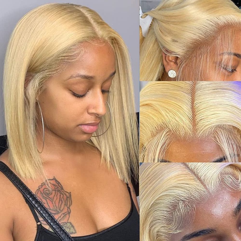 Glueless Full Transparent HD Lace Wigs 613 Blonde Ombre Color Blunt Cut Bob Wigs Brazilian Raw Southeast Asian Vietnamese Hair