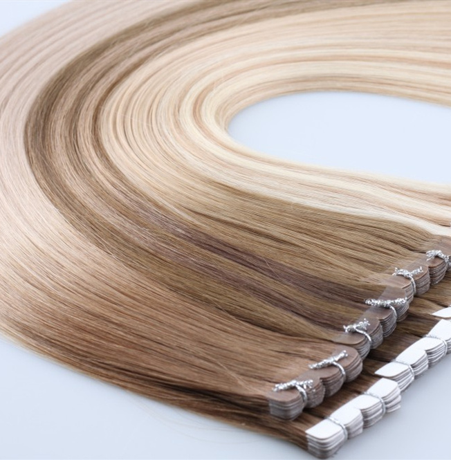 Luxurious Balayage Full Cuticle Russian Remy Invisible Tape In Hair Extensions 100% Human Hair