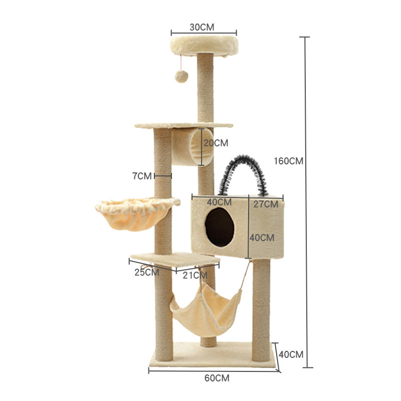 Manufacturer wholesale sisal stable cat scratcher condo with hammock