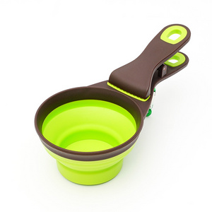 Manufacture Wholesale Newest Custom Sealing Clip Folding Dog Food Spoon Measuring Pet Food Scoop