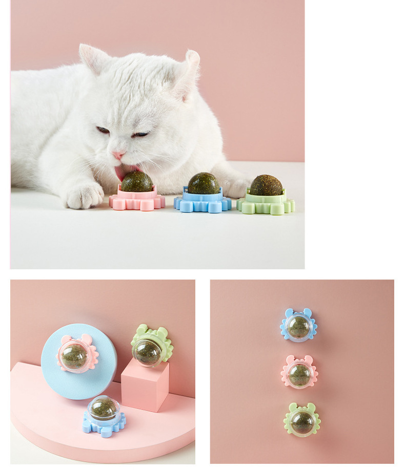 Manufacturer wholesale stick on the wall rotation cat catnip ball toys