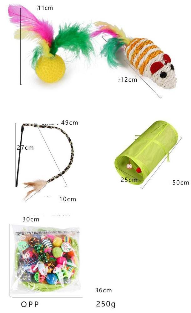 Manufacturer wholesale 21 packs mouse tunnel plush ball bell interactive cat toys