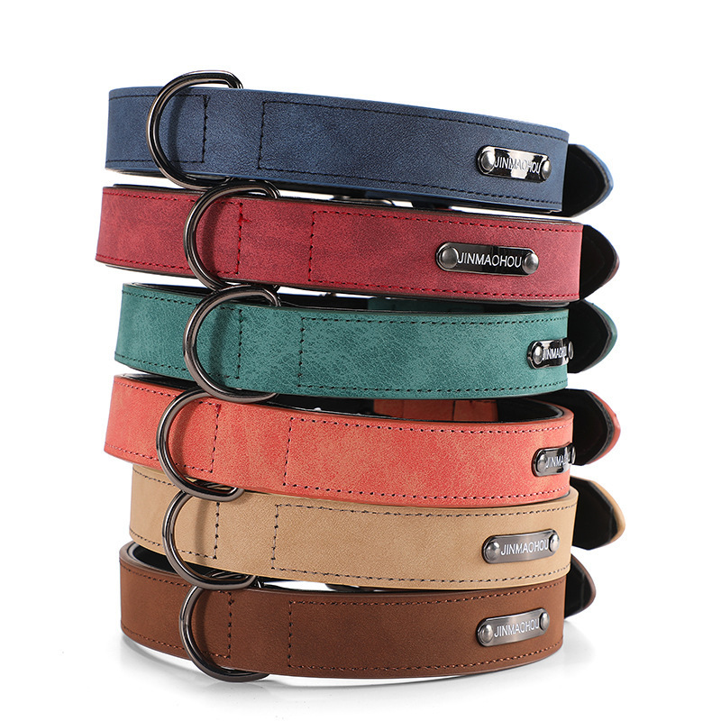 Manufacturer wholesale custom logo adjustable leather dog collar