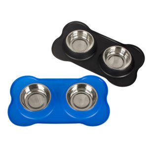 wholesale manufacturer stainless steel silicone pet dog bowl