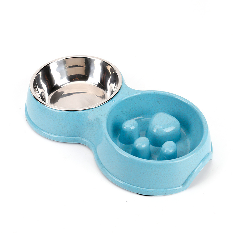 Manufacturer wholesale travel outdoor non slip stainless steel plastic slow feeder pet dog bowl