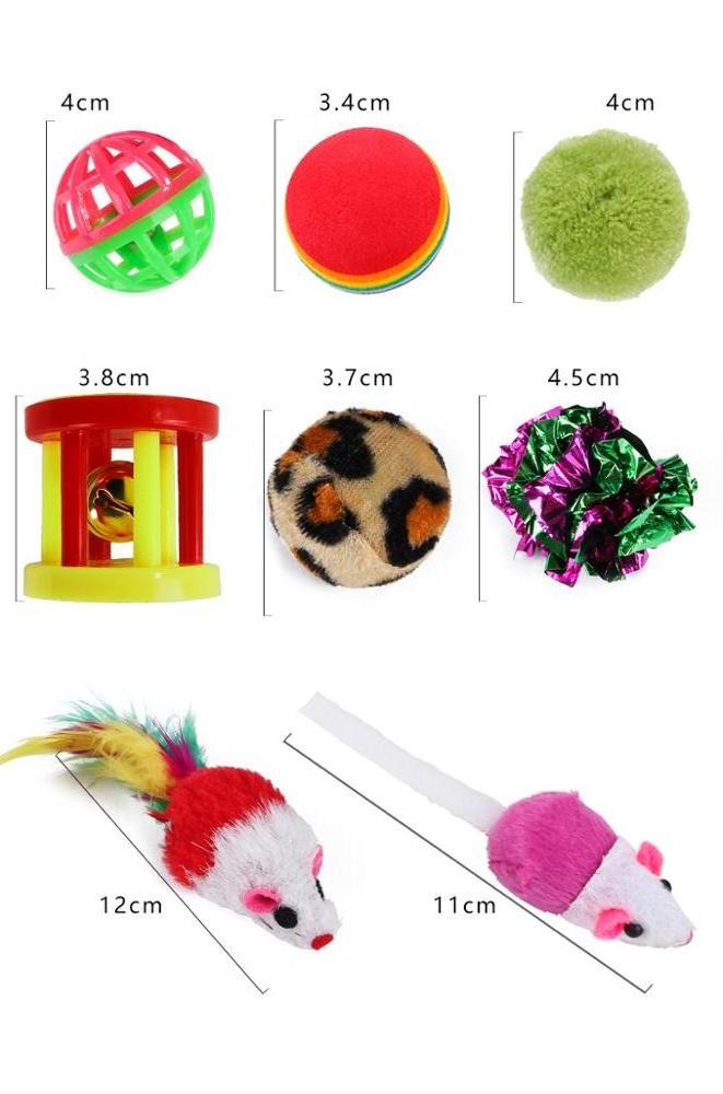 Manufacturer wholesale 21 packs mouse tunnel plush ball bell interactive cat toys