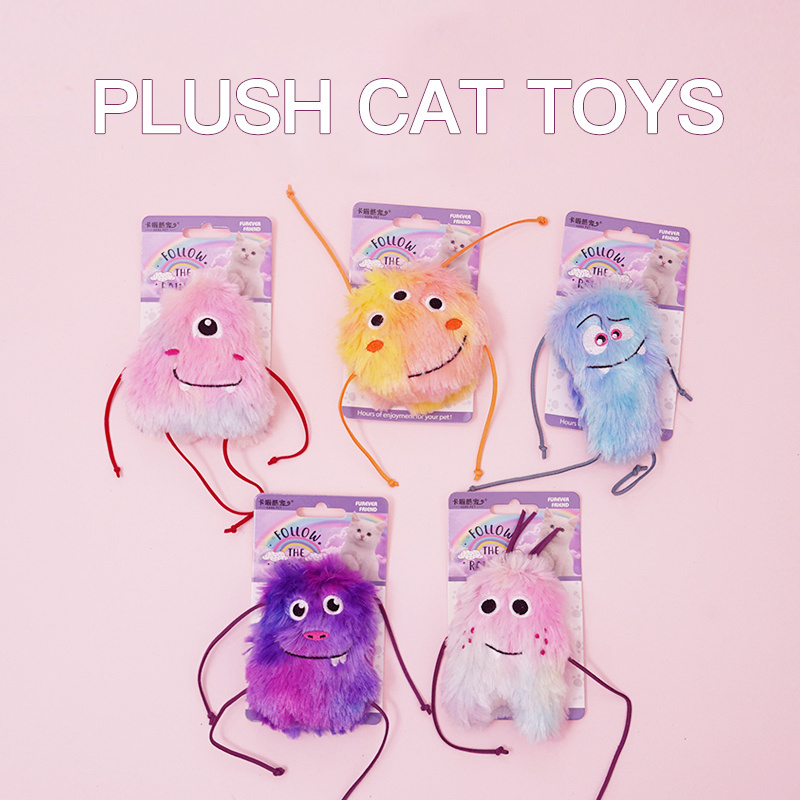 Manufacturer wholesale pink purple blue yellow cat plush toy