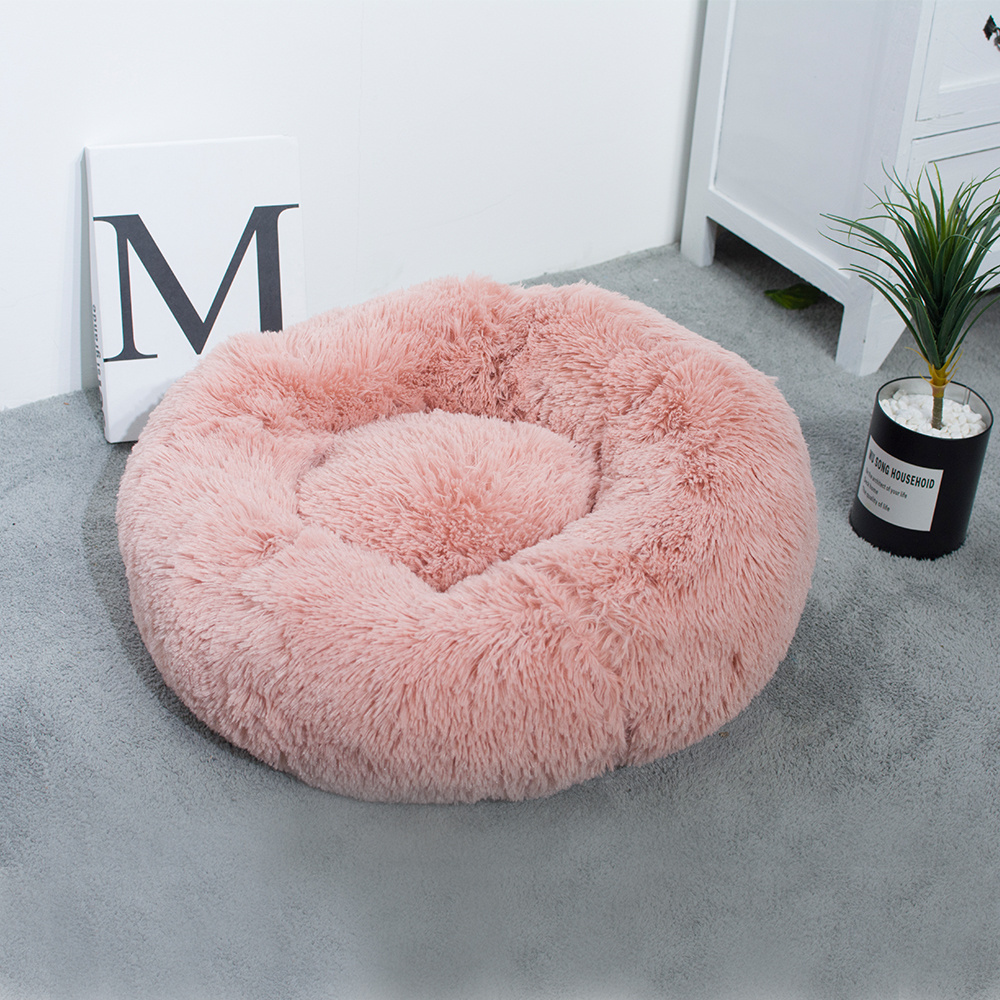 Wholesale Custom Luxury Shag Faux Fur Donut Cuddler Pet Dog Bed