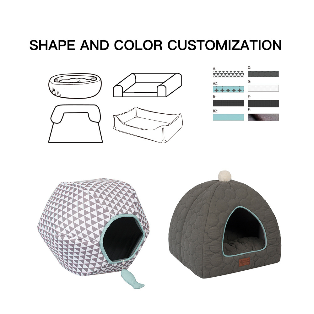 Cat Beds for Indoor Cat Cave for Kittens and Small Pets, Foldable Cat House Tent with Removable Washable Cushioned Pillow