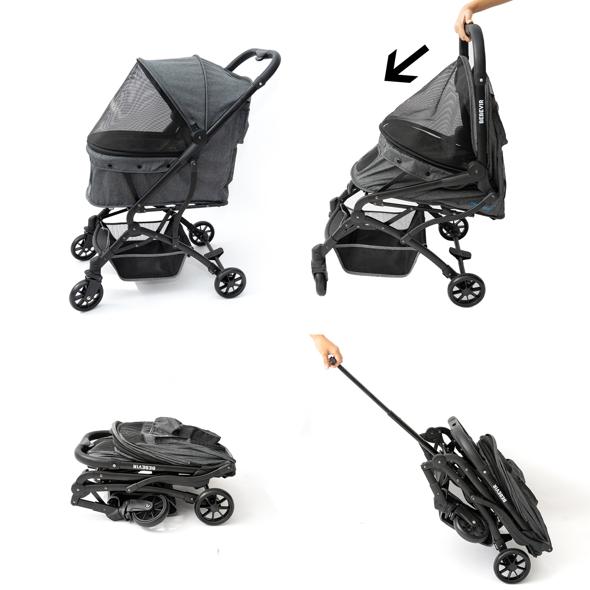 Travel Durable Aluminum alloy Light weight One Handle Fold Pet Stroller