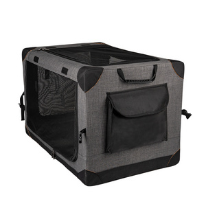 Travel Outdoor Car Carrying Collapsible & Foldable Dog Crate Cage with mesh windows