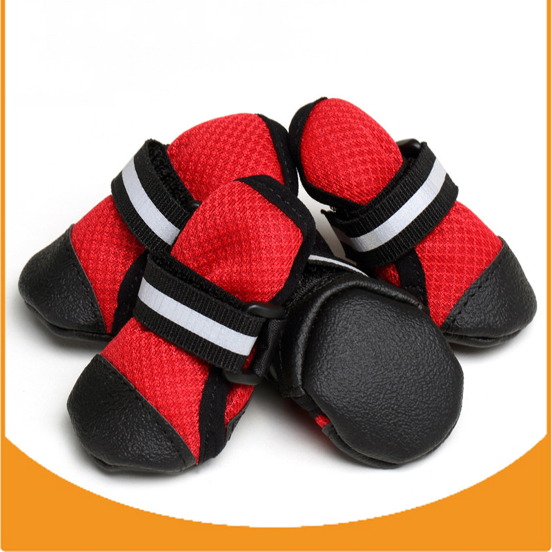 Manufacturer wholesale breathable non-slip leather red blue grey pet dog shoes